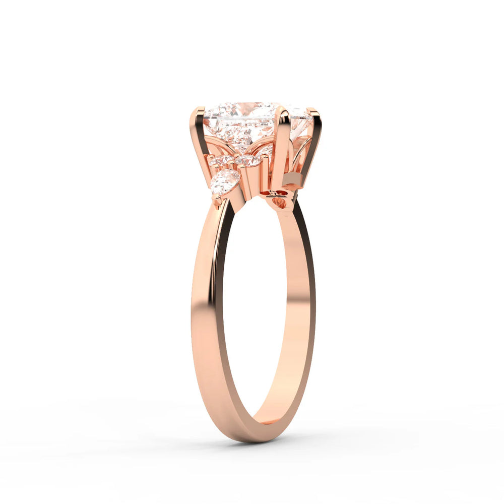Amelia Three Stone Round Diamond Engagement Ring