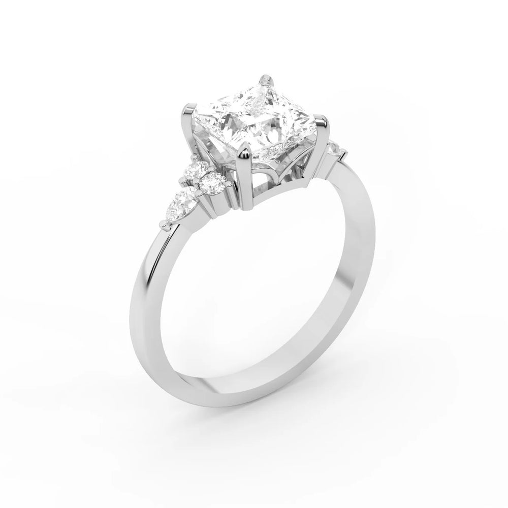 Amelia Three Stone Round Diamond Engagement Ring