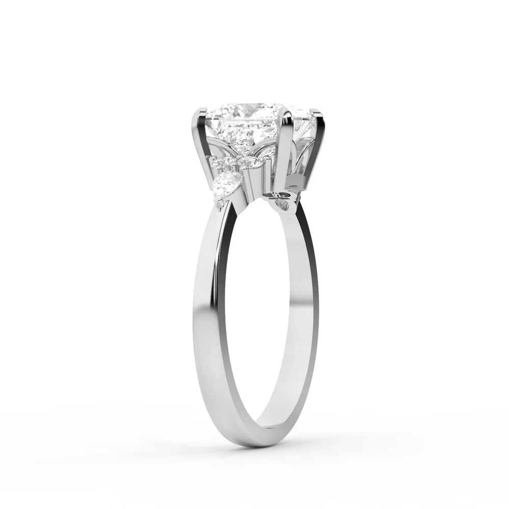 Amelia Three Stone Round Diamond Engagement Ring
