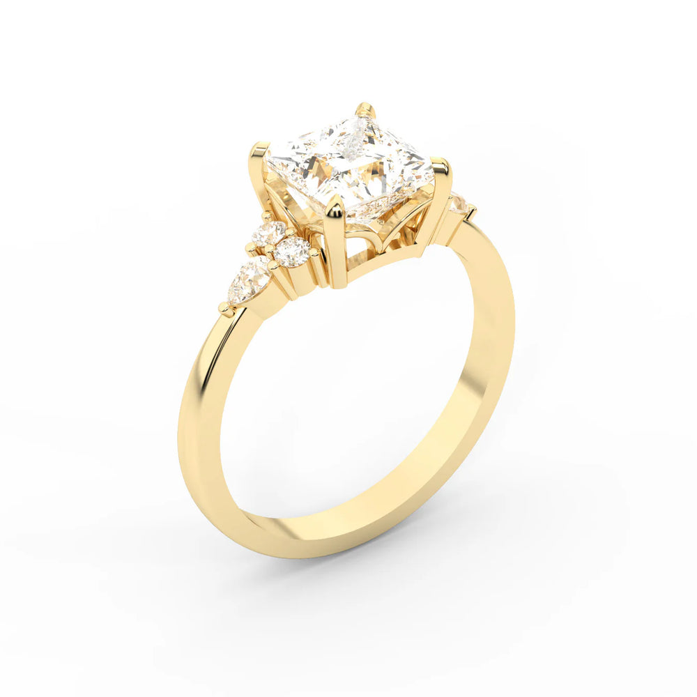 Amelia Three Stone Round Diamond Engagement Ring