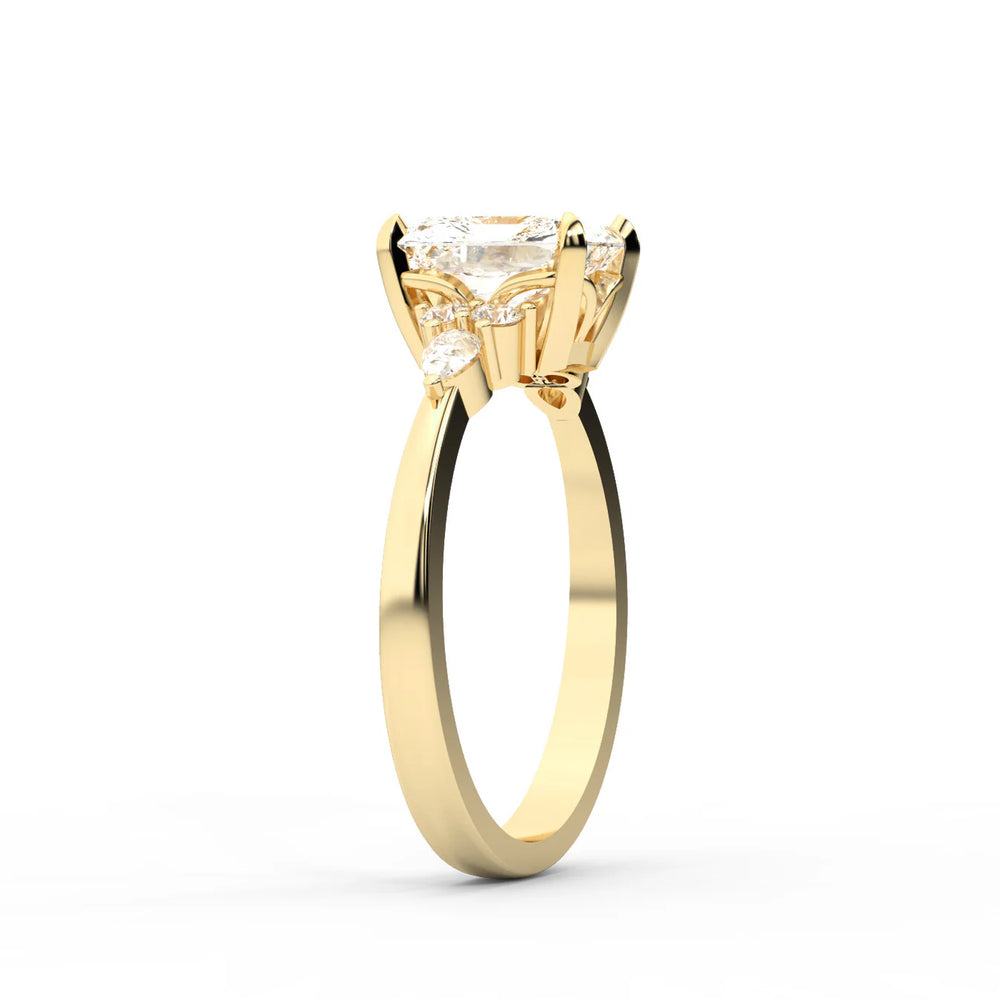 Amelia Three Stone Round Diamond Engagement Ring