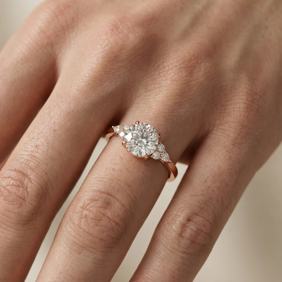 Amelia Three Stone Princess Diamond Engagement Ring