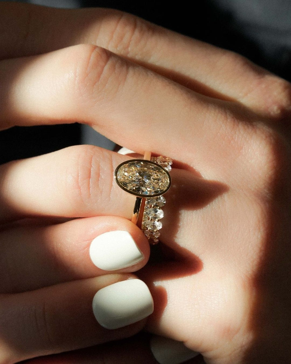 Bezel Set Oval Cut Labgrown Engagement Ring