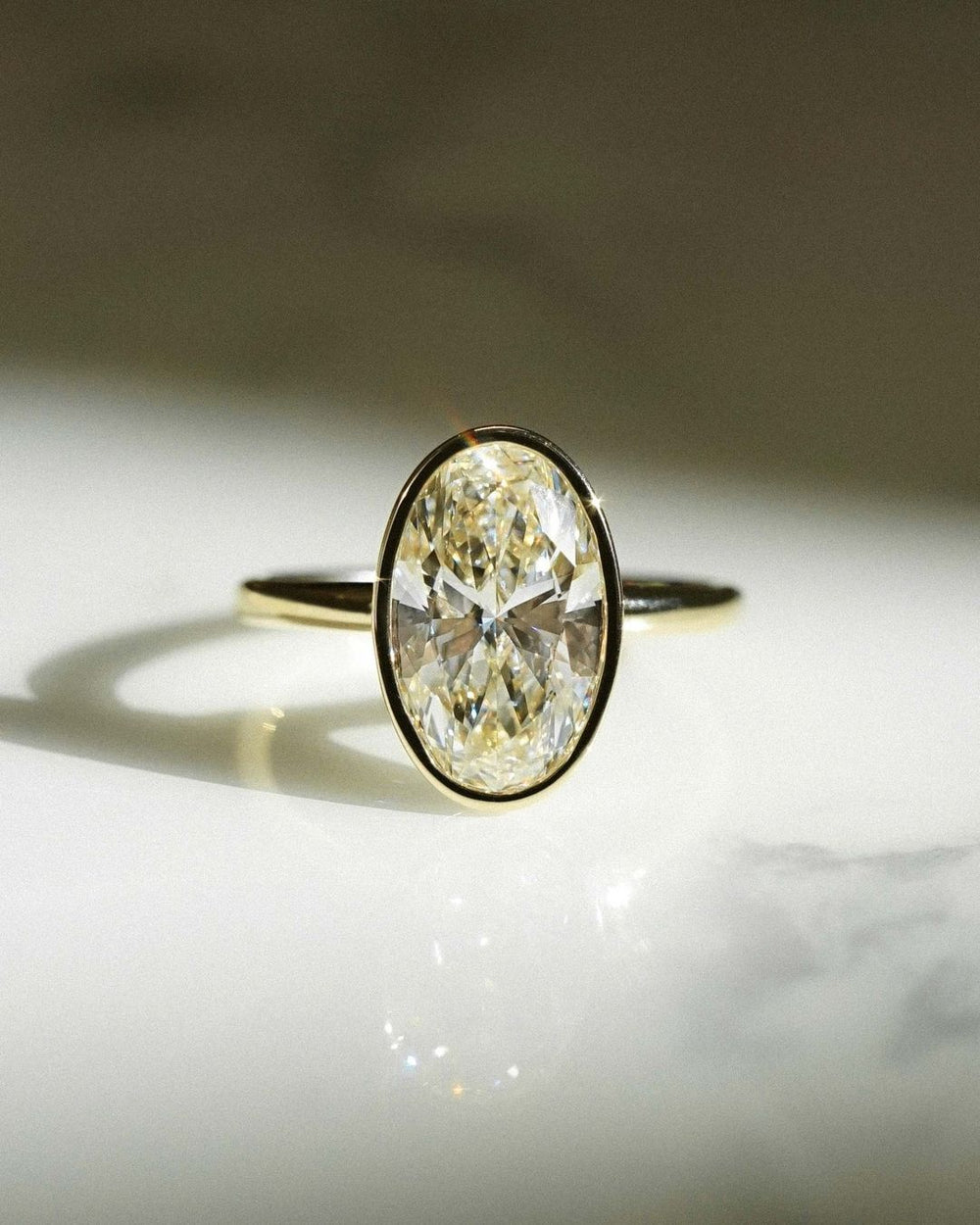 Bezel Set Oval Cut Labgrown Engagement Ring