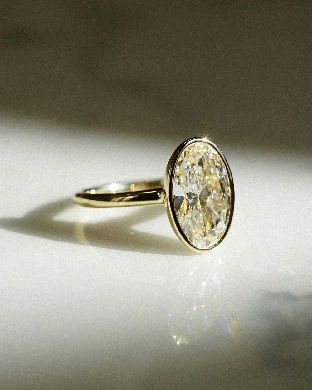 Bezel Set Oval Cut Labgrown Engagement Ring