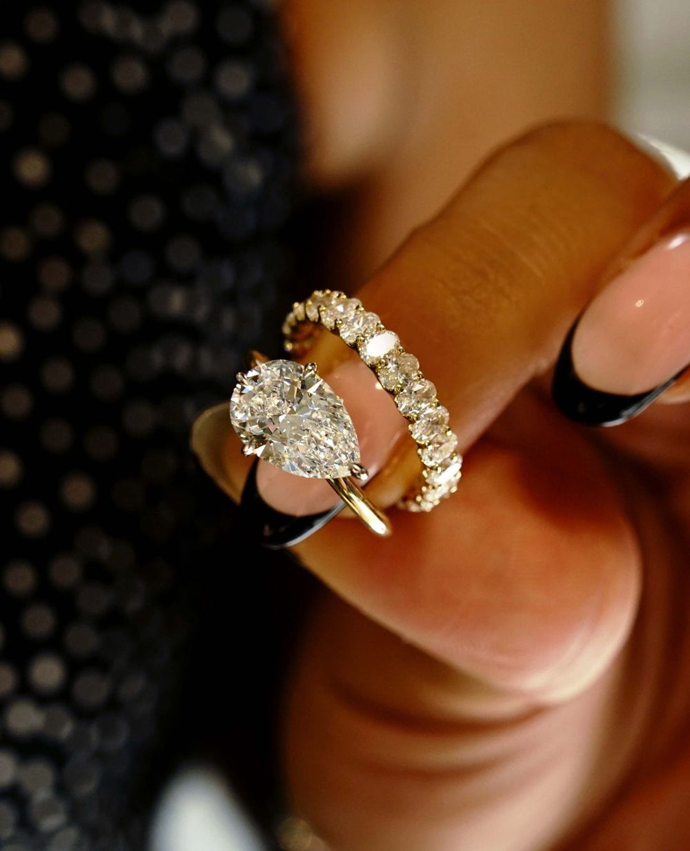 Elongated Pear Cut Labgrown Engagement Ring