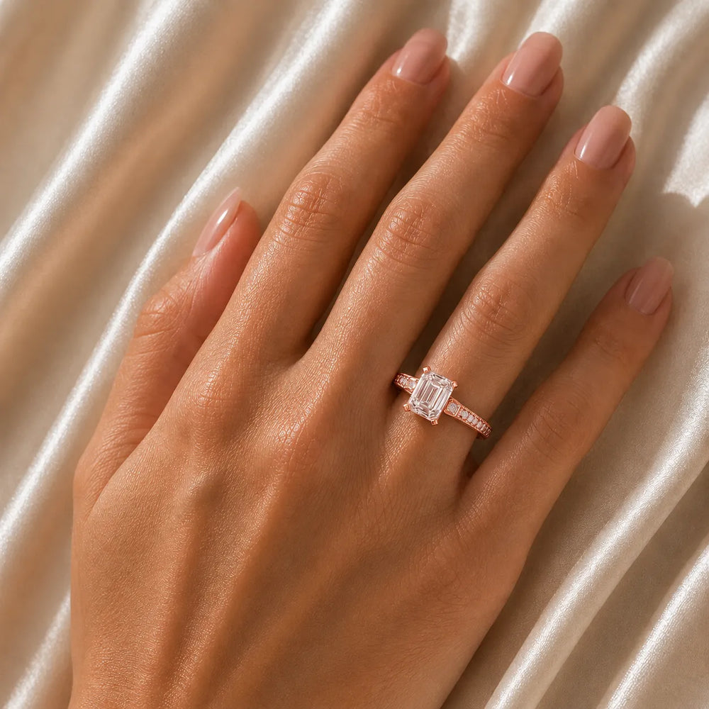 Vintage-Inspired Solitaire Ring with Accent Stone Details