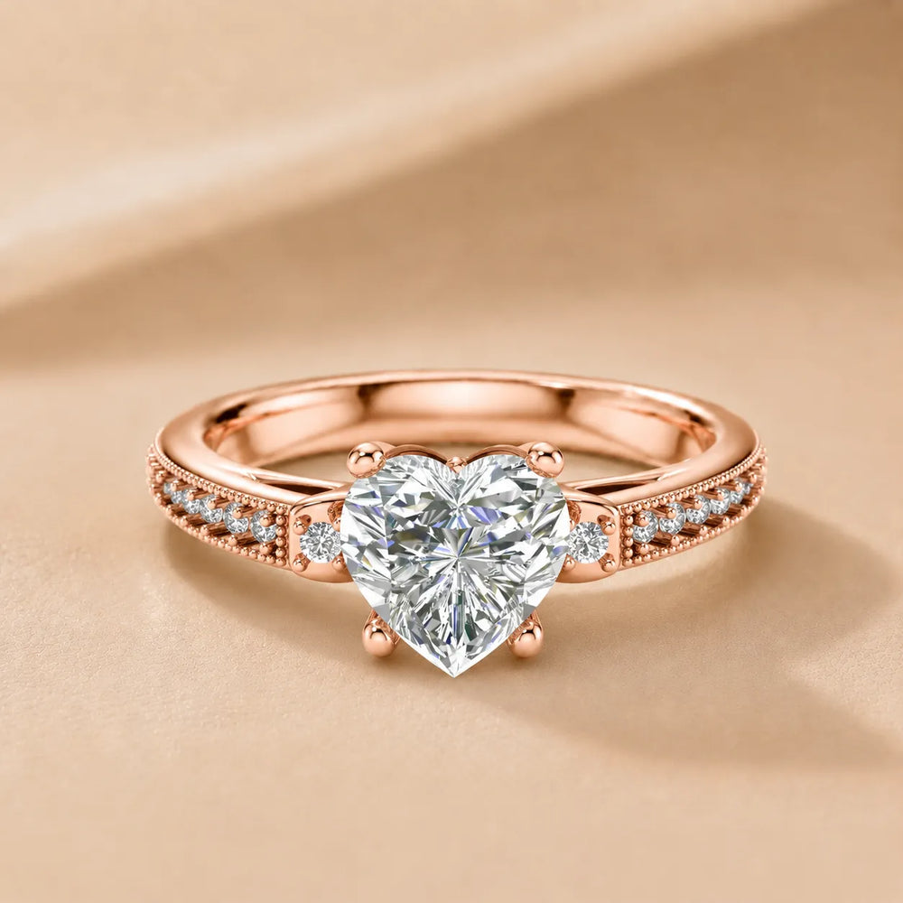 Vintage-Inspired Solitaire Ring with Accent Stone Details