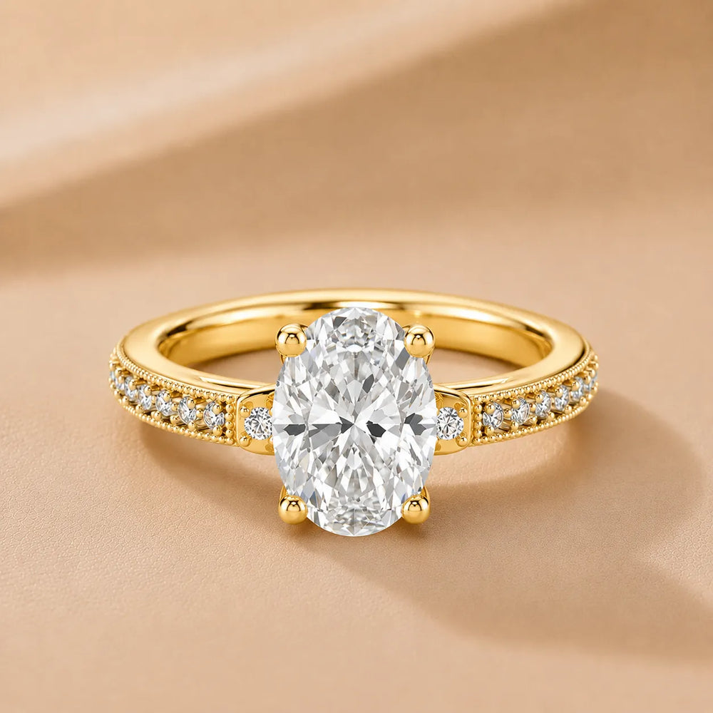 Vintage-Inspired Solitaire Ring with Accent Stone Details
