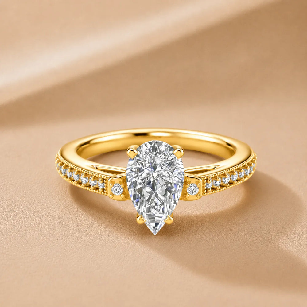 Vintage-Inspired Solitaire Ring with Accent Stone Details