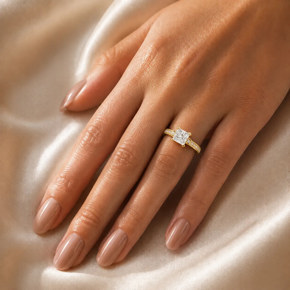 Vintage-Inspired Solitaire Ring with Accent Stone Details