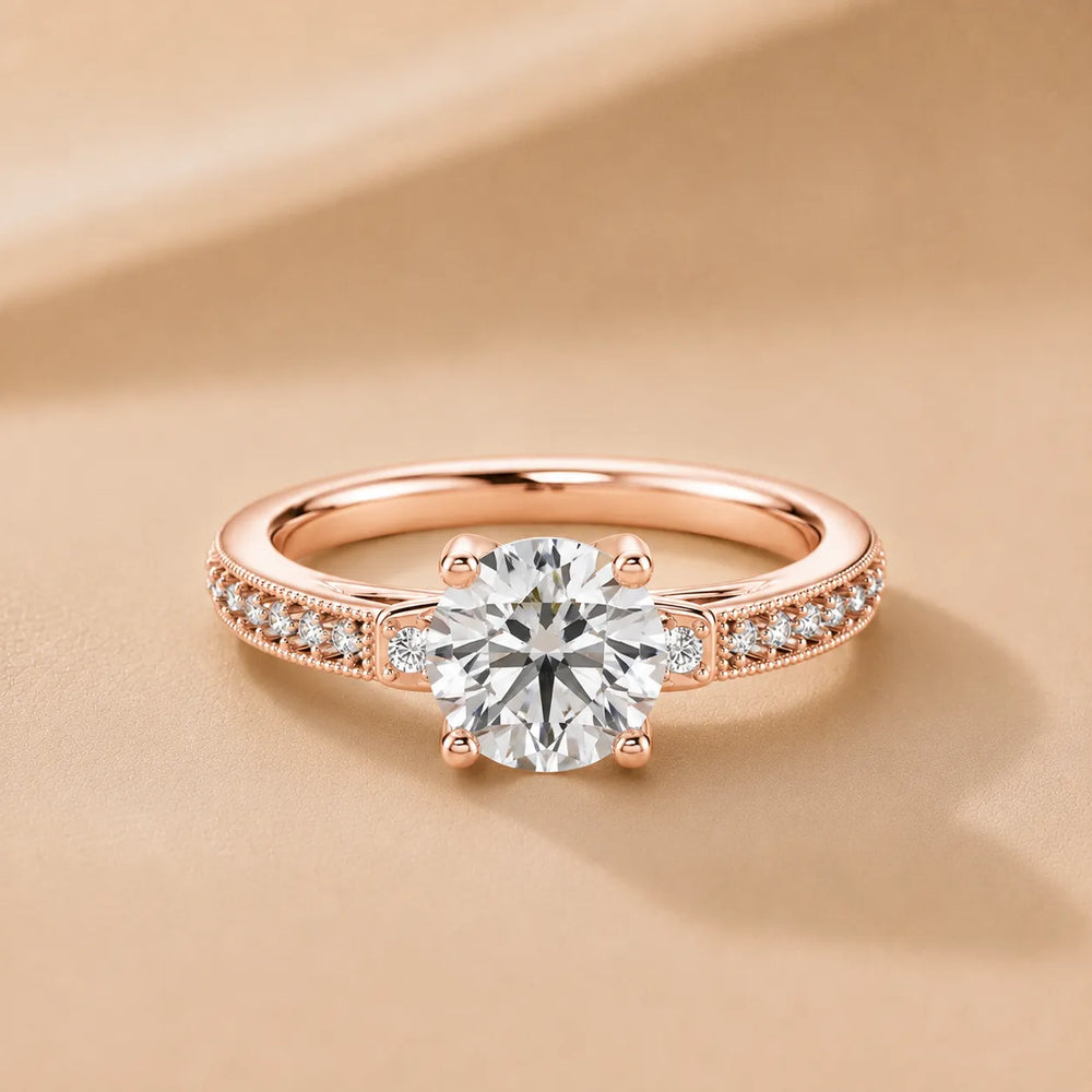 Vintage-Inspired Solitaire Ring with Accent Stone Details
