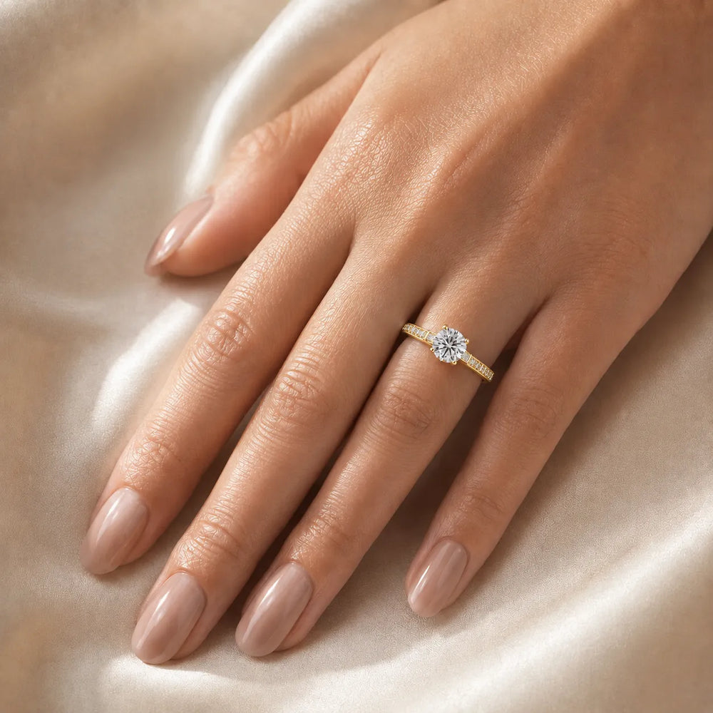 Vintage-Inspired Solitaire Ring with Accent Stone Details