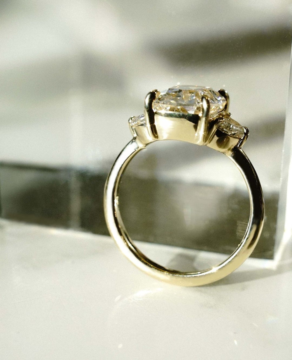 Old Mine Cushion Cut Labgrown Engagement Ring