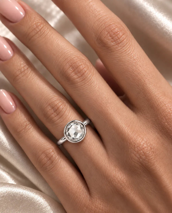 Bezel Set Rose Cut Labgrown Engagement Ring