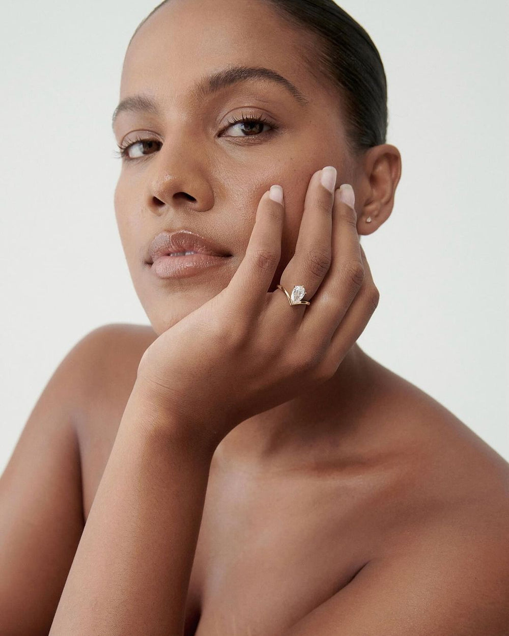 Elongated Pear Cut Labgrown Engagement Ring