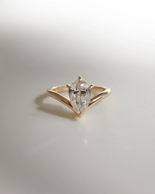 Elongated Pear Cut Labgrown Engagement Ring
