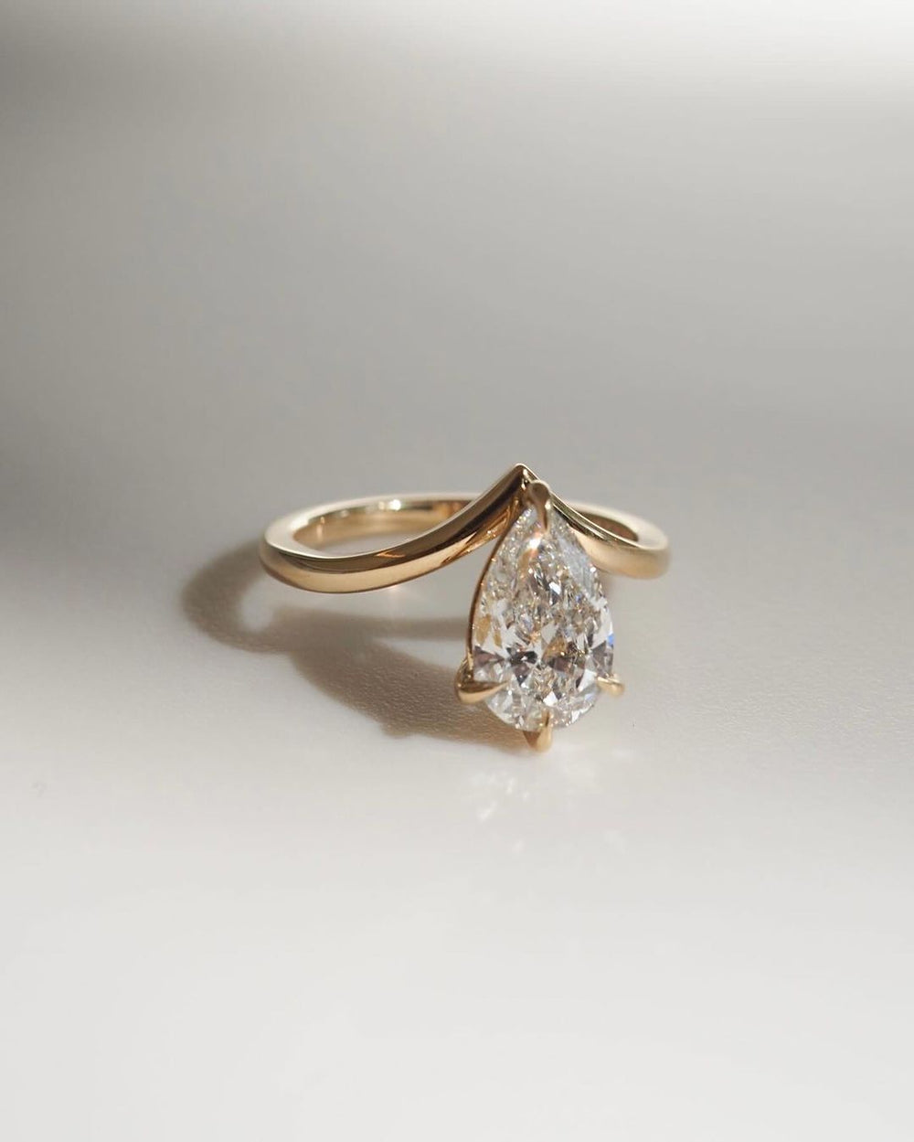 Elongated Pear Cut Labgrown Engagement Ring