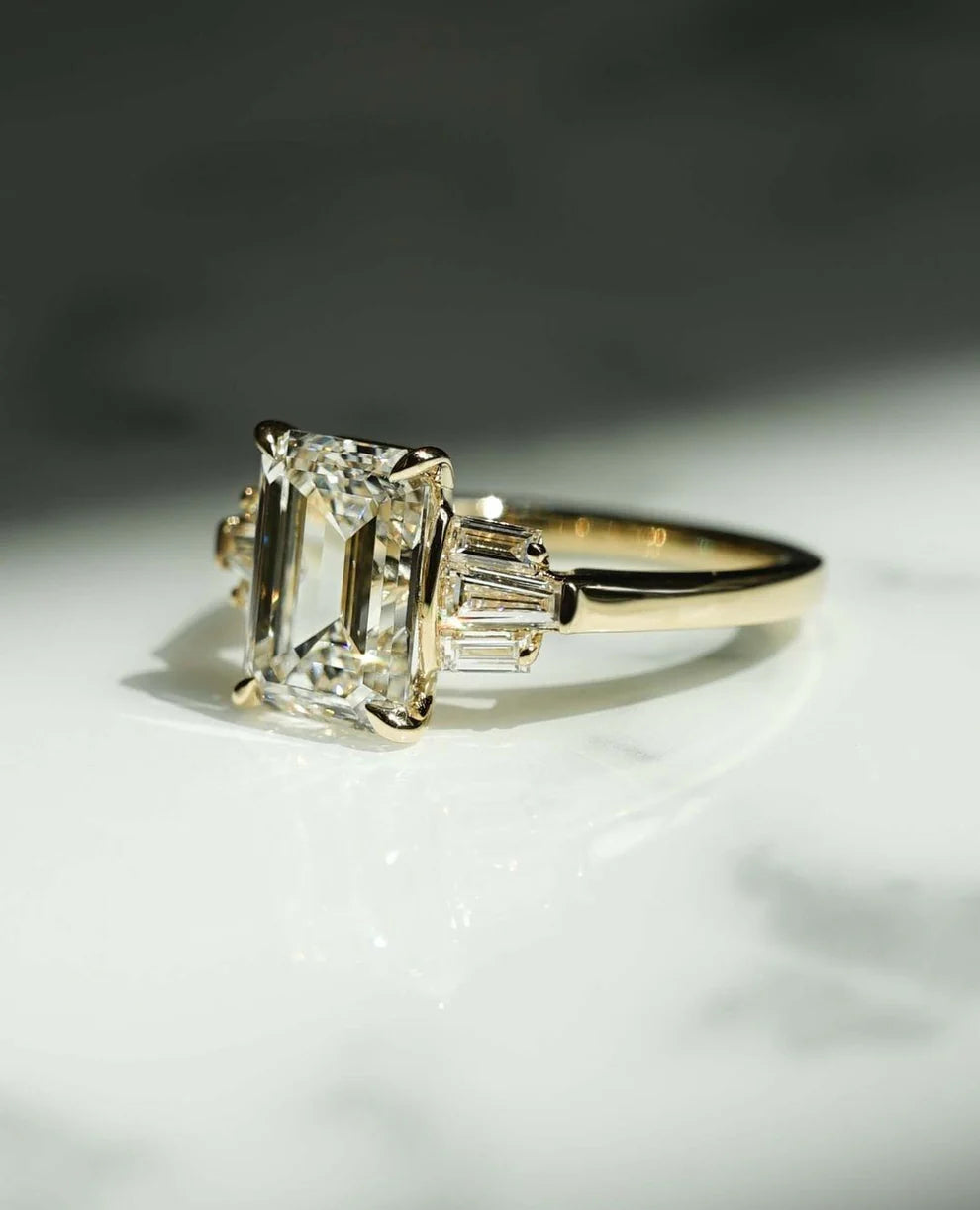 2.83 Ct Emerald Cut Lab Grown Diamond Engagement Ring | IGI Certified