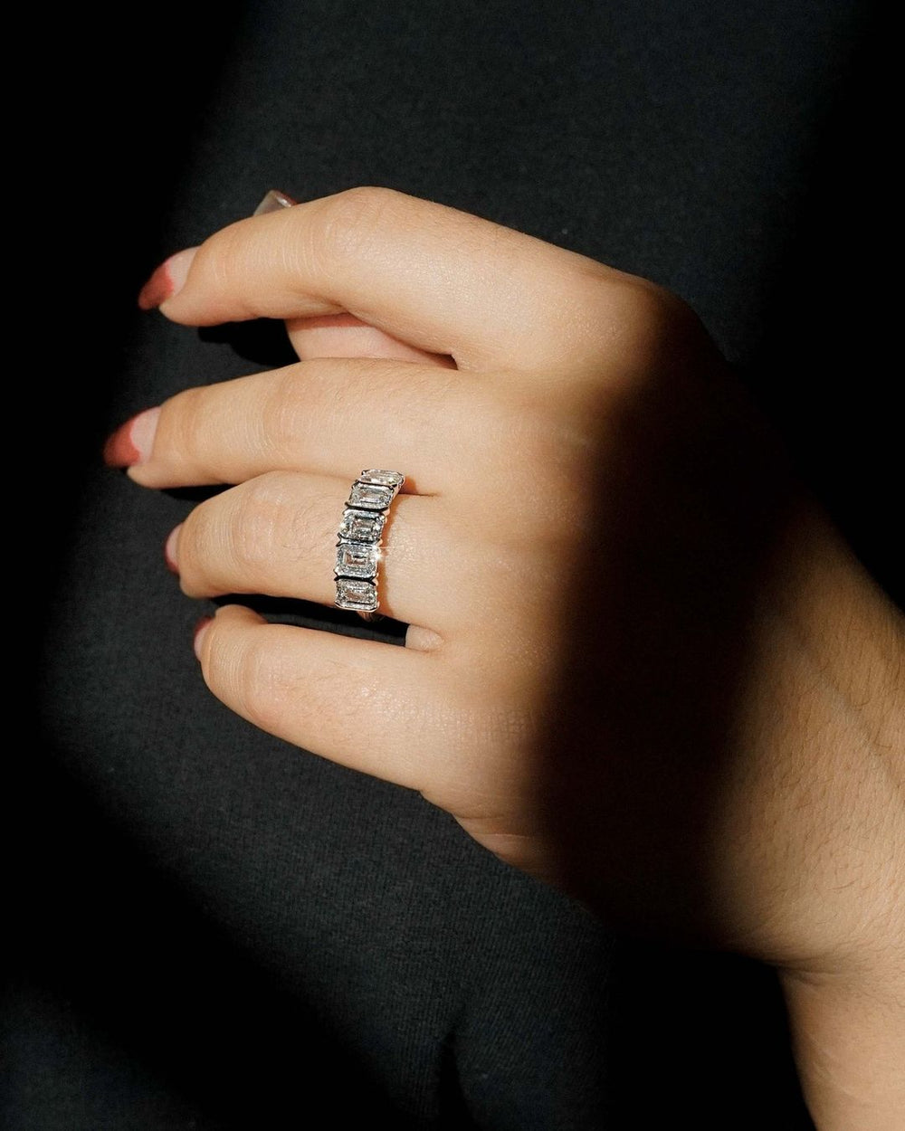 Emerald Cut Wedding Band Women Labgrown Band