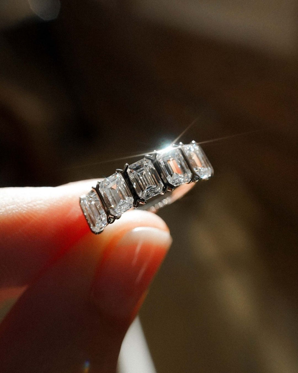 Emerald Cut Wedding Band Women Labgrown Band