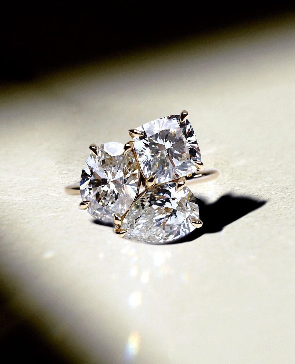 Oval Pear and Cushion Cut Labgrown Engagement Ring