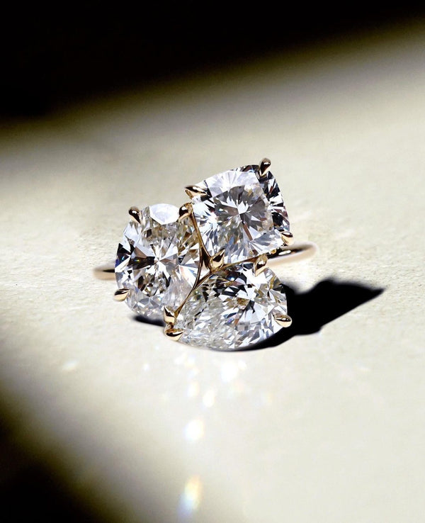 Oval Pear and Cushion Cut Labgrown Engagement Ring
