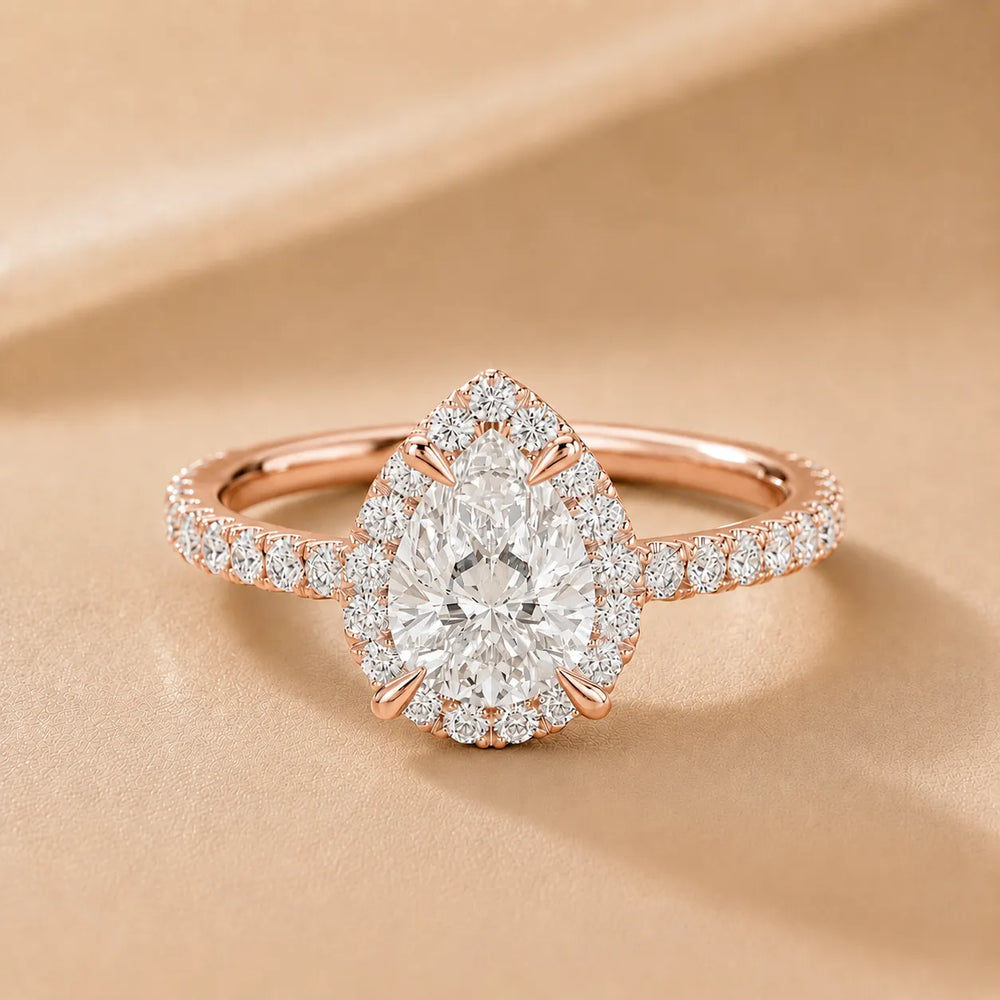 Aurora Halo Pear Diamond Engagement Ring