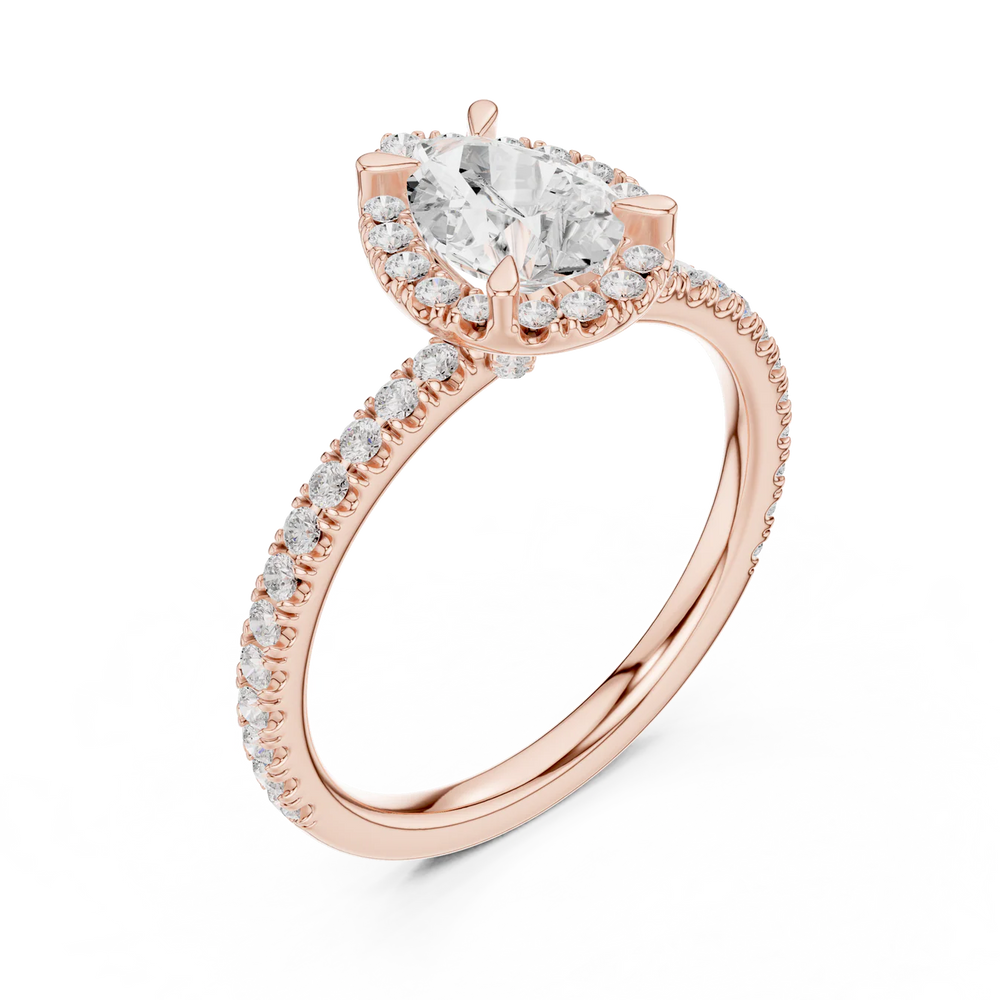 Aurora Halo Pear Diamond Engagement Ring