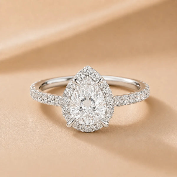 Aurora Halo Pear Diamond Engagement Ring
