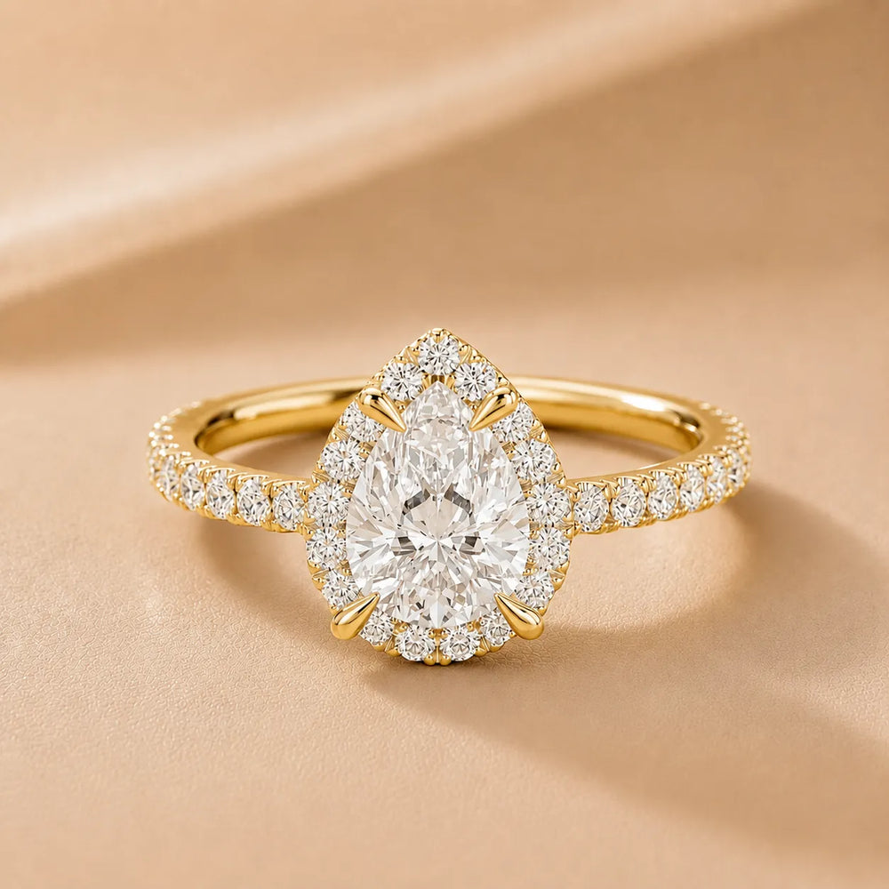 Aurora Halo Pear Diamond Engagement Ring