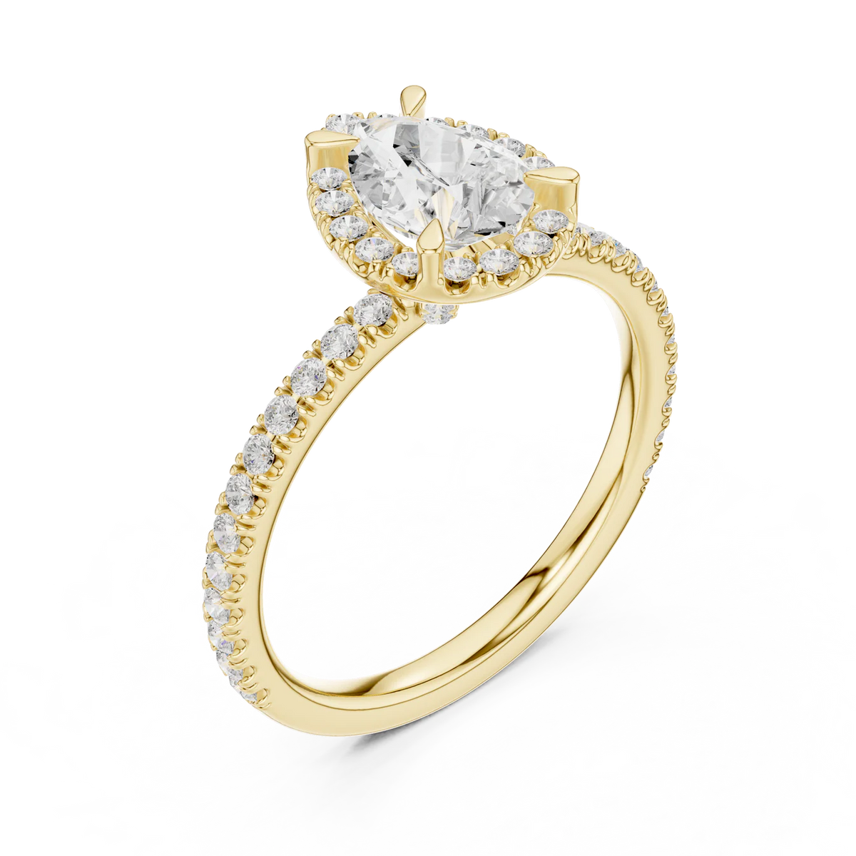 Aurora Halo Pear Diamond Engagement Ring