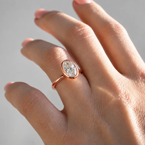 Bezel Set Oval Cut Labgrown Engagement Ring