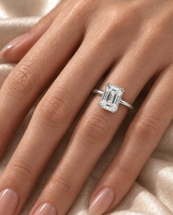 Old Mine Emerald Cut Labgrown Engagement Ring