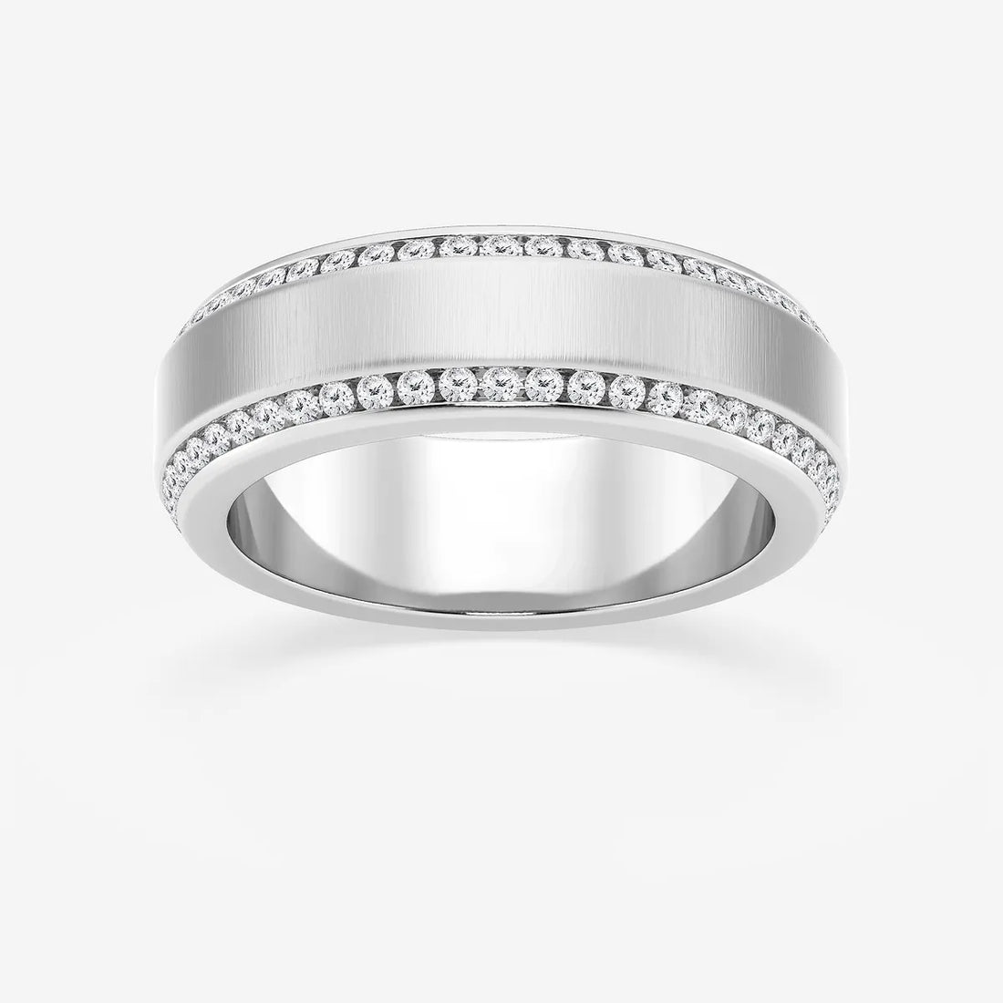 1 ctw Round Lab Grown Diamond 7mm Beveled Edge Satin Finish Eternity Band