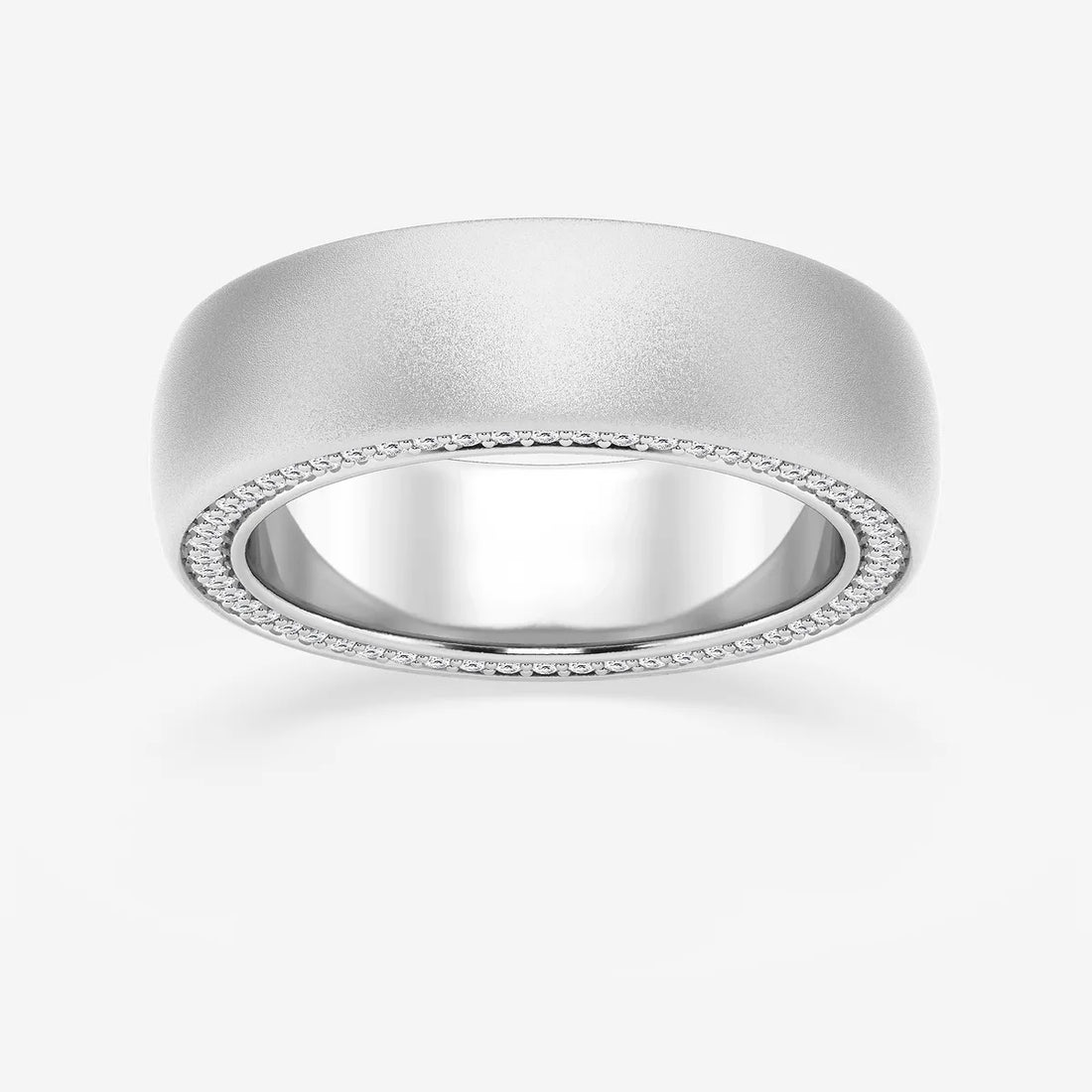 2/3 ctw Round Lab Grown Diamond 7mm Domed Sandblast Finish Eternity Band