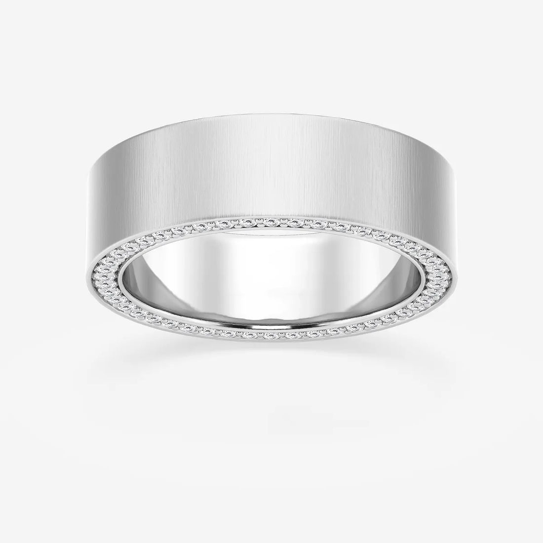 7/8 ctw Round Lab Grown Diamond 7mm Satin Finish Flat Eternity Band