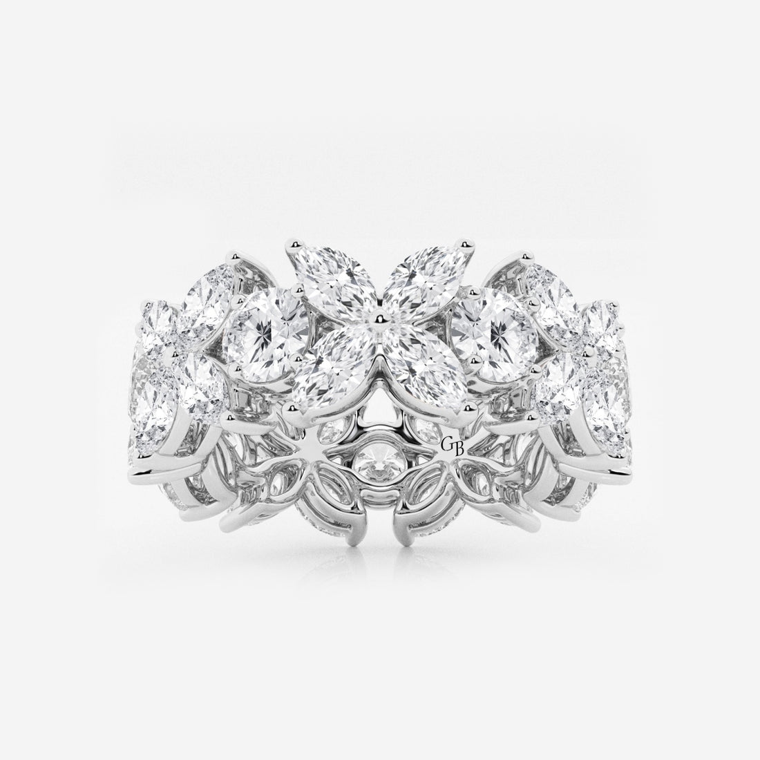Gwyneth 5 ctw Marquise and Round Lab Grown Diamond Flower Eternity Band - 8.3mm Width