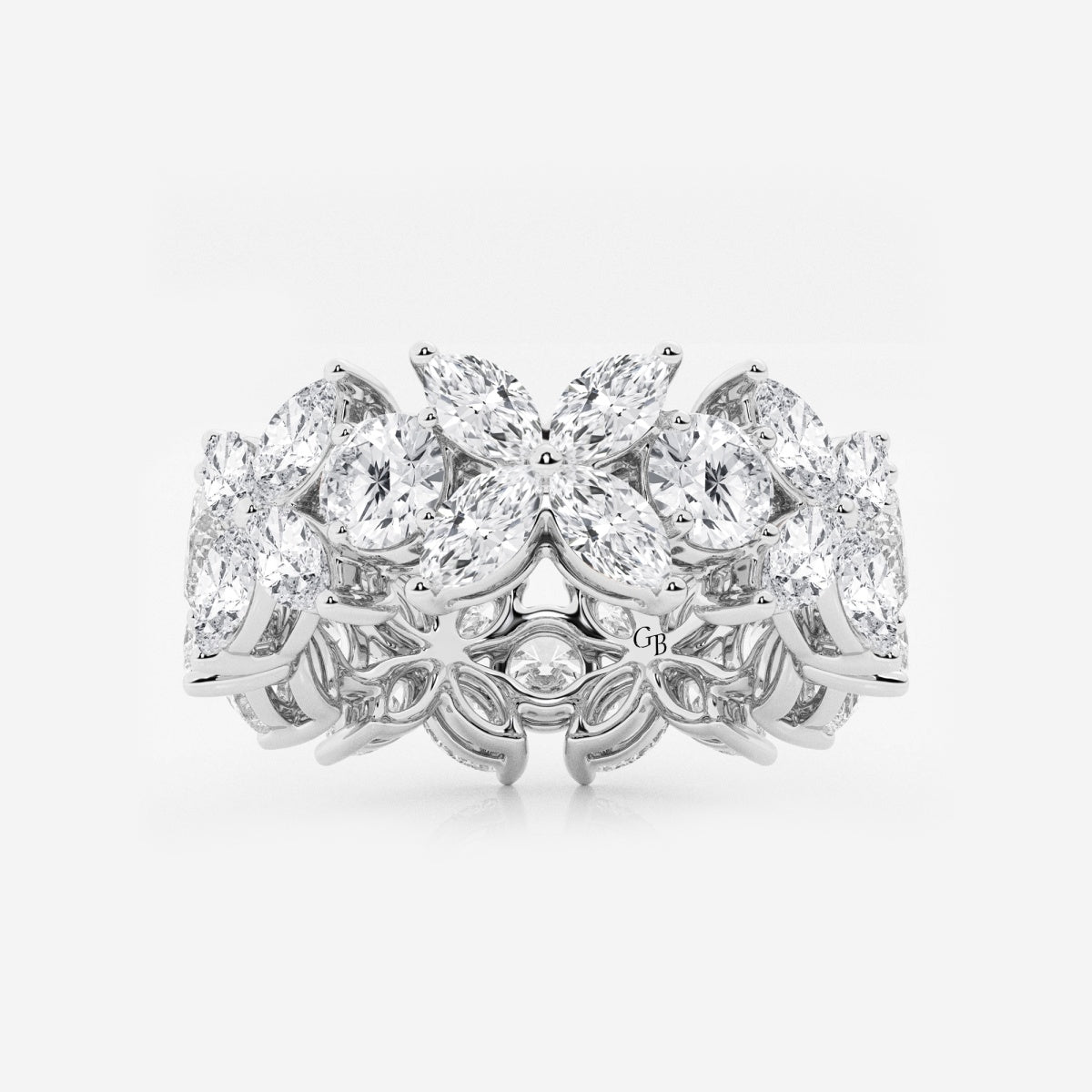 Gwyneth 5 ctw Marquise and Round Lab Grown Diamond Flower Eternity Band - 8.3mm Width