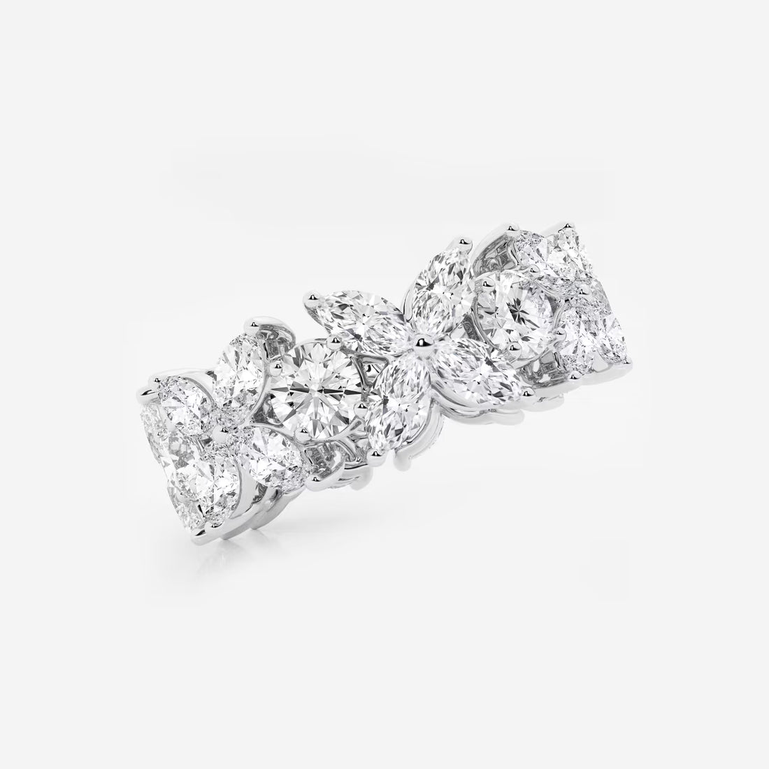 Gwyneth 5 ctw Marquise and Round Lab Grown Diamond Flower Eternity Band - 8.3mm Width