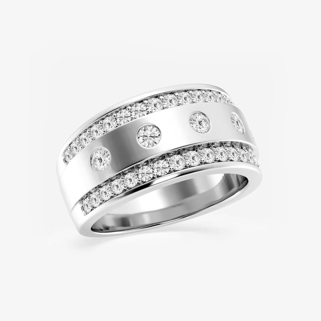 1 1/4 ctw Round Lab Grown Diamond Men's Floating Wedding Band