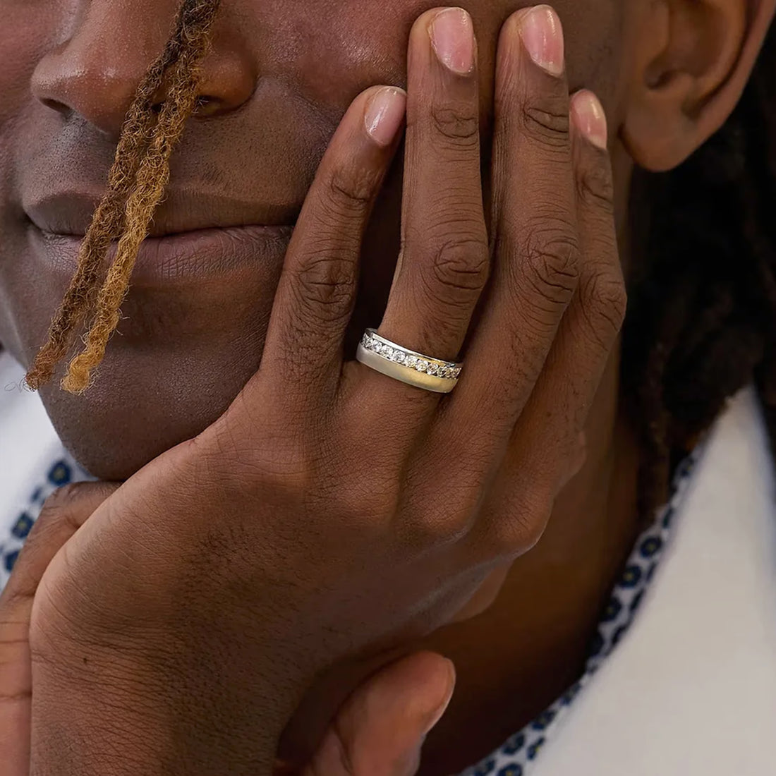 2 ctw Round Lab Grown Diamond High Polish Men's Eternity Band - 6.7mm Width