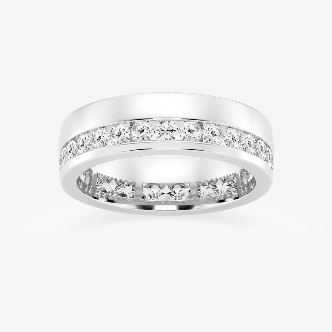 2 ctw Round Lab Grown Diamond High Polish Men's Eternity Band - 6.7mm Width