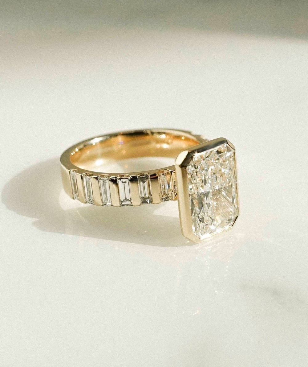 Bezel Set Radiant Cut Labgrown Engagement Ring