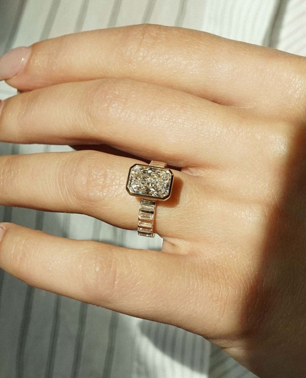 Bezel Set Radiant Cut Labgrown Engagement Ring