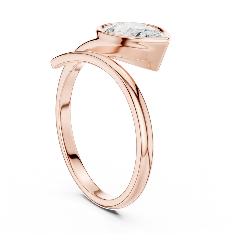 Elegant Pear-Cut Bezel Wrap Diamond Ring