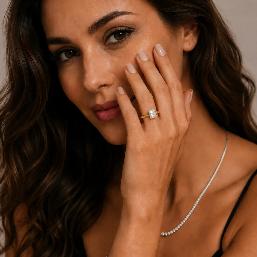 Isabella Bloom Solitaire Emerald Diamond Engagement Ring