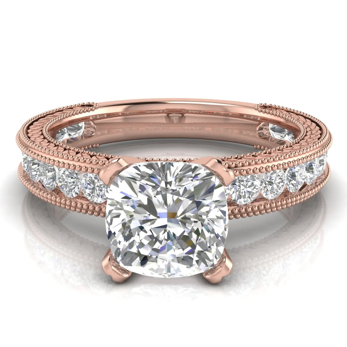 Vintage Milgrain Accent Solitaire Ring