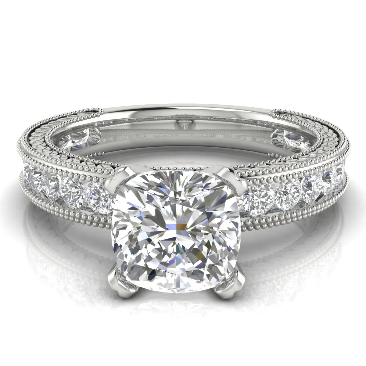 Vintage Milgrain Accent Solitaire Ring