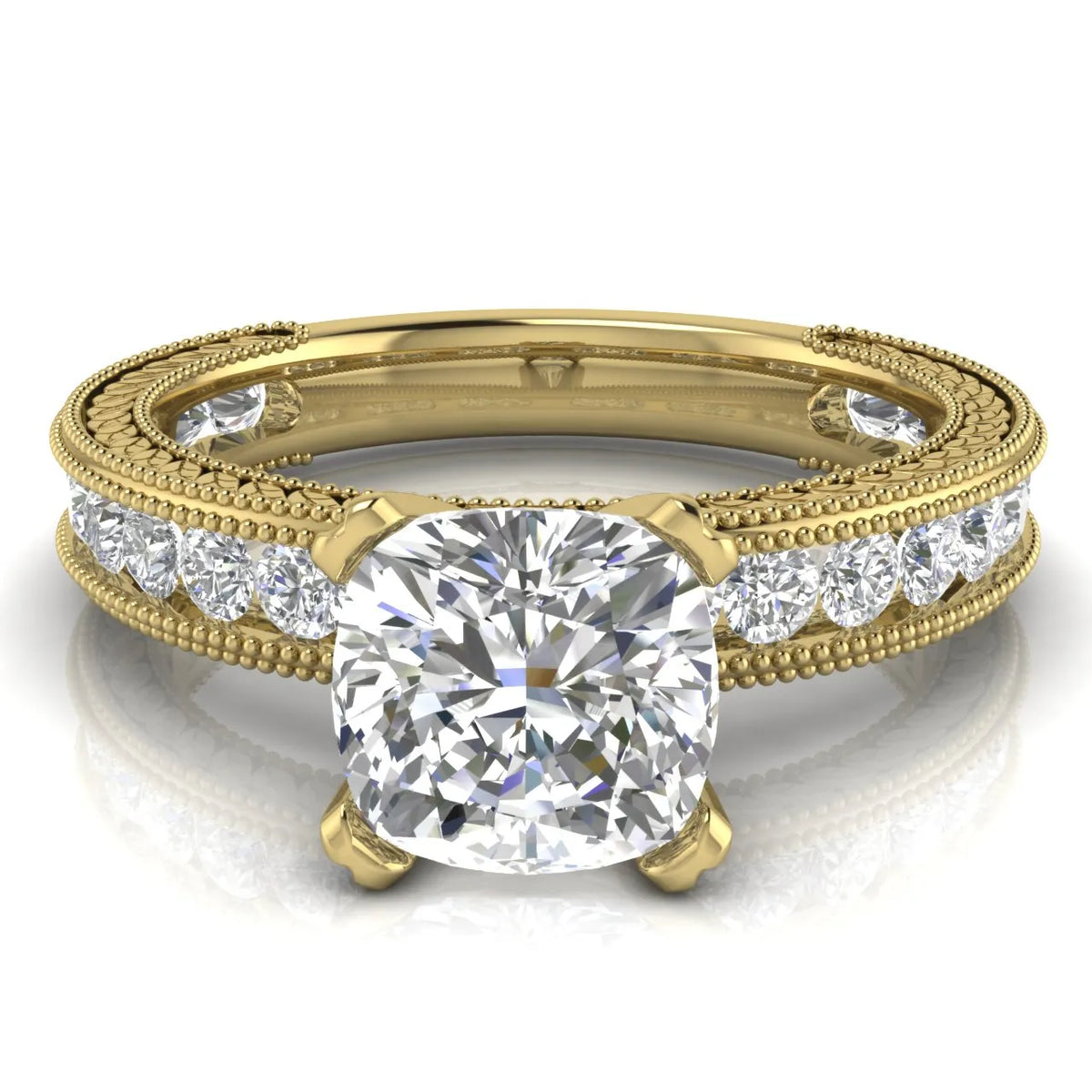 Vintage Milgrain Accent Solitaire Ring